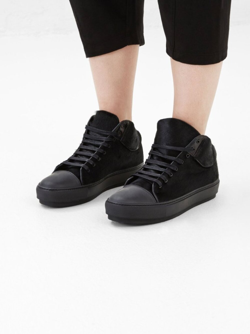 $500 ACNE Studios 'Cleo' Sneaker TRAINER Black Calf Pony Hair black 37 (Z1)